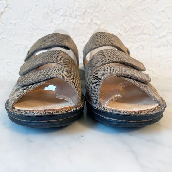 Finn Comfort Women’s 7.5 Brown Textured Leather Slide 3-Strap Sandals Orthopedic - Picture 4 of 8